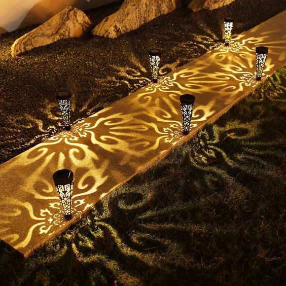 New Black 6Pcs Garden Decor Solar Outdoor Lights - Picture 3 of 5